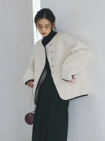 ECOPEL 파이핑 보아 자켓 IVORY 2 새상품급