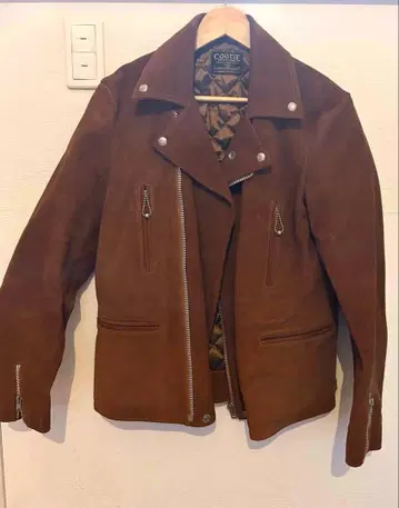 cootie 브라운 스웨이드 더블 라이더 자켓 size L