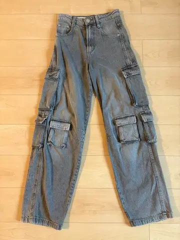 ZARA 그레이 데님 카고 팬츠