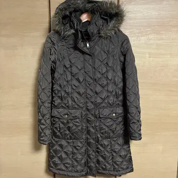 HUSHHUSH 아쉬 다크 브라운 퀼팅 롱 자켓