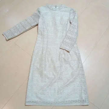 BARNEYS NEWYORK 레이스 편직 긴팔 원피스 무릎 기장