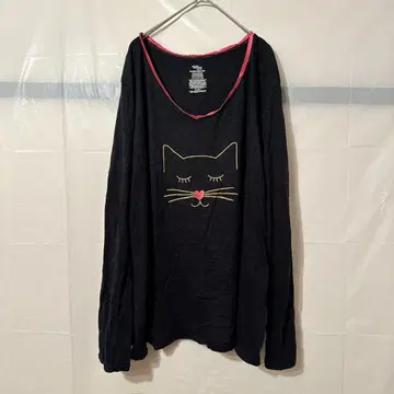 한정품 SECRET TREASURES 긴팔 T셔츠 3X 프린트 고양이