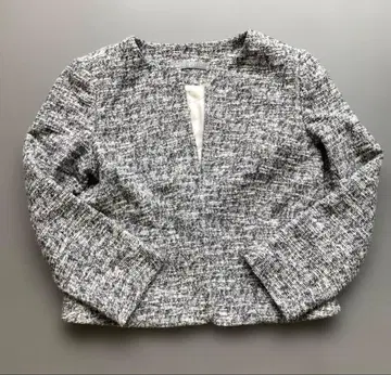 띠어리 럭스 38 트위드 린넨 혼방 노카라 자켓