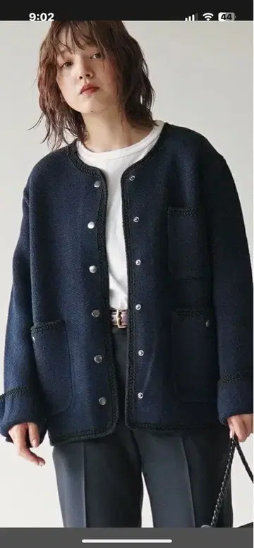 신존 네이비 니트 자켓