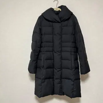 컨디션 최상 23구 롱 다운 코트 숄카라 여배우 옷깃 A라인 블랙