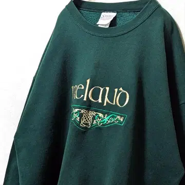 USA제 산티 아일랜드 자수 맨투맨 트레이닝복 그린 XL 구제 의류