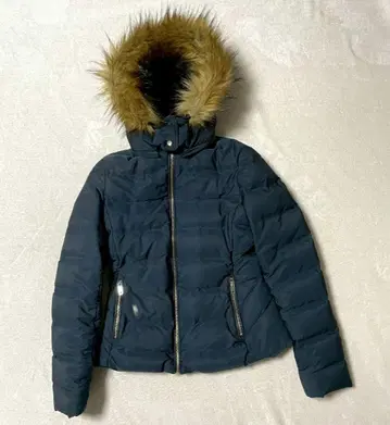 ZARA 자라 크롭 퍼 다운 자켓 보아 안감 네이비