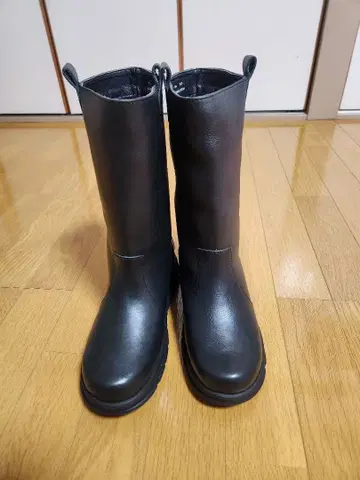 롱 부츠 블랙 소가죽
