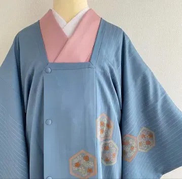 도행 코트 순수 실크 스카이블루