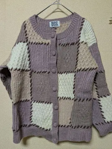 DRES 패치워크 니트 가디건 울 100% 두꺼운 소재 새상품급