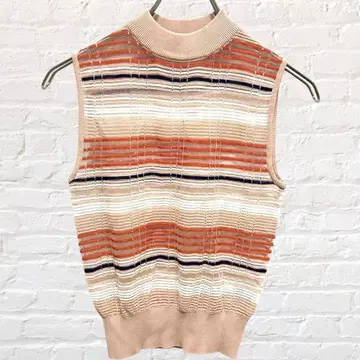 에이미 이스트 월 베스트 하이넥 시어 보더 여성빈티지 비침