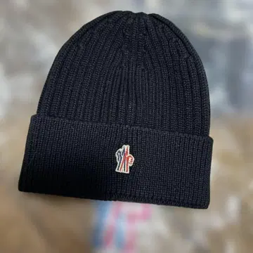 블랙 리브 니트 모자