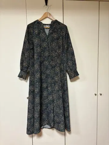 페이즐리 무늬 긴팔 셔츠 원피스