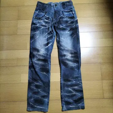 ALGONQUINS 썬더 무늬 다크 블루 데님 팬츠