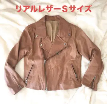 리얼 가죽 라이더 자켓 브라운 36