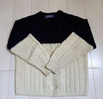 건지 스웨터 크루넥 아란 니트 M 사이즈 영국제