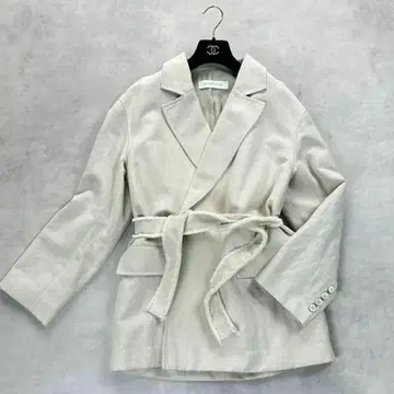 새상품급 GALERIE VIE 코튼 린넨 매트 크로스 벨티드 자켓