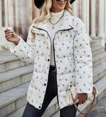 SHEIN 미니 꽃무늬 오버 사이즈 다운 자켓