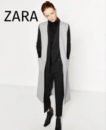 자라 우먼 그레이 롱 베스트 슬리브리스 베스트 지레 S