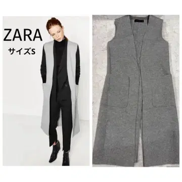 자라 우먼 그레이 롱 베스트 슬리브리스 베스트 지레 S