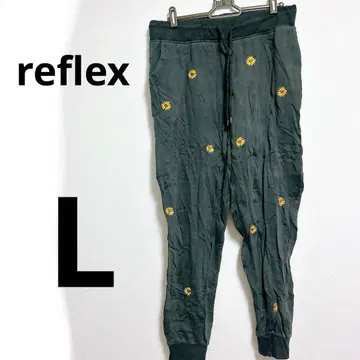 [ L ] reflex 다크 그레이 꽃무늬 자수 캐주얼 팬츠