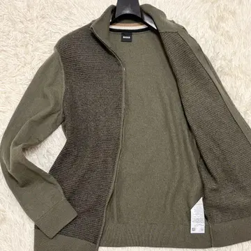 새상품급 현행 택 휴고보스 드라이버 니트 원단 절개 카키 L 사이즈