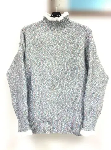 TRUBE 니트 스웨터 긴팔 보틀넥 풀오버 프릴 블루