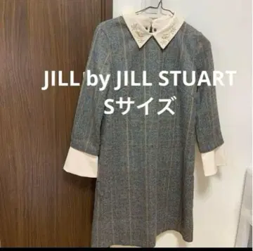 질스튜어트 S 원피스 체크 그레이 겨울 카라 부착 비쥬