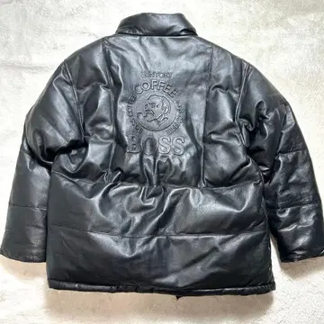 산토리 BOSS 10주년 기념 엠보싱 로고 천연 가죽 다운 블랙 XL