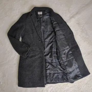 AZ 준하시모토 체스터 코트 충전솜 멜톤 울 그레이