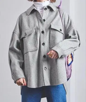 새상품급 SACRA 사쿠라 CPO 셔츠 자켓 울100% 그레이