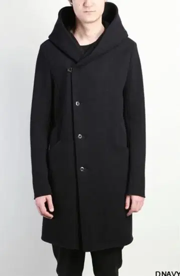 카즈유키 쿠마가이 어태치먼트 캐시미어 혼방 스트레치 멜톤 후디드 코트