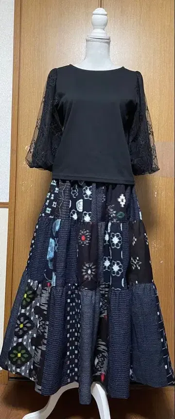 기모노 리메이크 무명 등 목화 패치워크 캉캉 스커트