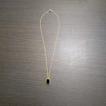 K18 골드 체인 블랙 직사각형 K18 프레임 오닉스 스톤 펜던트 목걸이