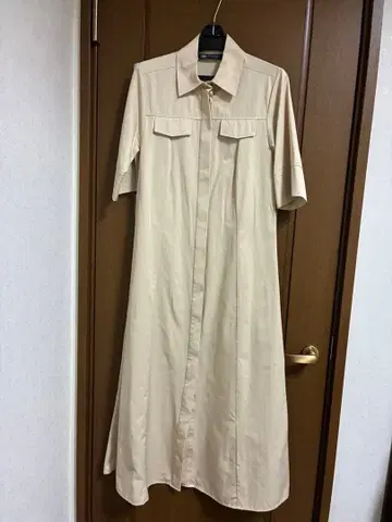 ZARA 베이지 셔츠 원피스 반팔 프론트 오픈