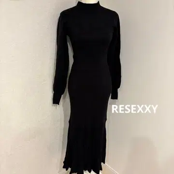 RESEXXY 리젝시 백리본 머메이드 니트 원피스 블랙