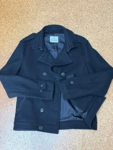 Men's Bigi 더블 브레스트 피 코트 블랙