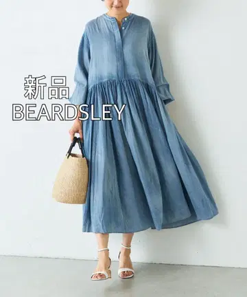 새상품 BEARDSLEY 비어즐리 쉬폰 데님 개더 원피스