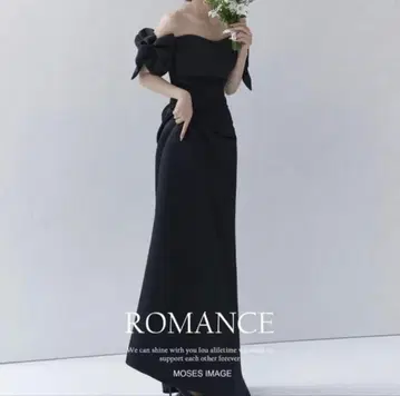 블랙 오프숄더 드레스