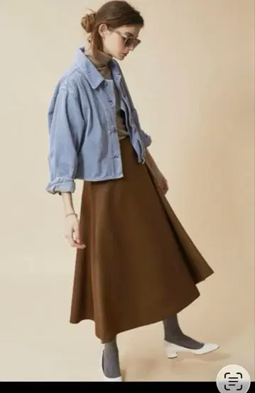 [ 새상품급 ] 론 헤르만 브라운 플레어 롱 스커트 하트 스티치