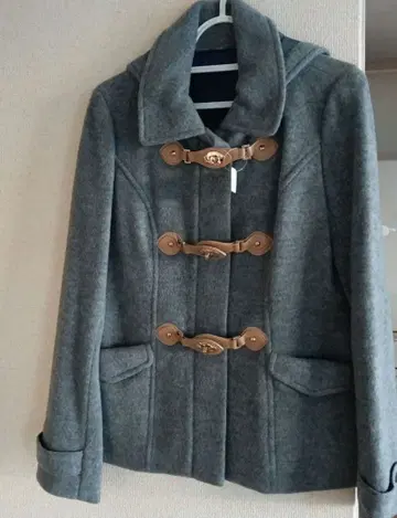 그레이 더플 코트 울 혼방