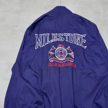 빈티지 MILE STONE 자수 로고 블루종 M