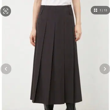 milaowen 벨트 루프 디자인 플리츠 스커트 차콜 그레이