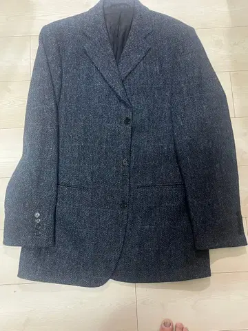 해리스 트위드 테일러드 자켓 다크 그레이