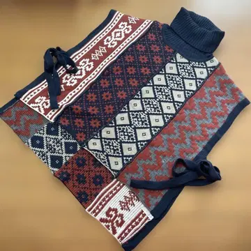 기하학 패턴 니트 베스트 터틀넥