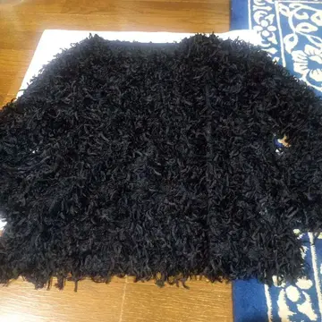 프린지 디자인 블랙 니트 스웨터 사이즈 1