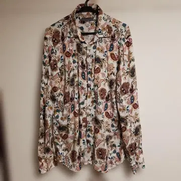 이탈리아제 페이즐리 무늬 긴팔 셔츠 화이트/멀티 컬러