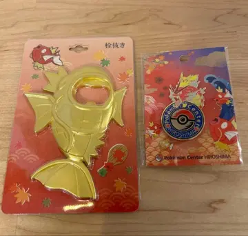 포켓몬 센터 히로시마 핀 배지 병따개 빨간 갸라도스 잉어킹