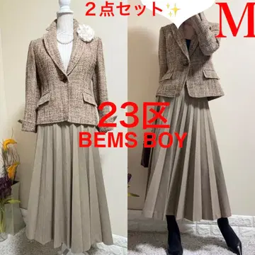 새상품급!M 수트!23구 트위드 자켓 빔즈 플리츠 스커트 모카