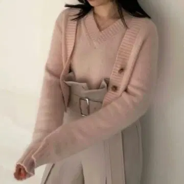 프레이 아이디 라쿤 앙상블 니트 상의 긴팔 핑크